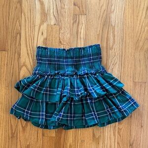 Janie and Jack sz 10 Plaid Mini Skirt - Teal and Navy youth tiered tartan VGUC